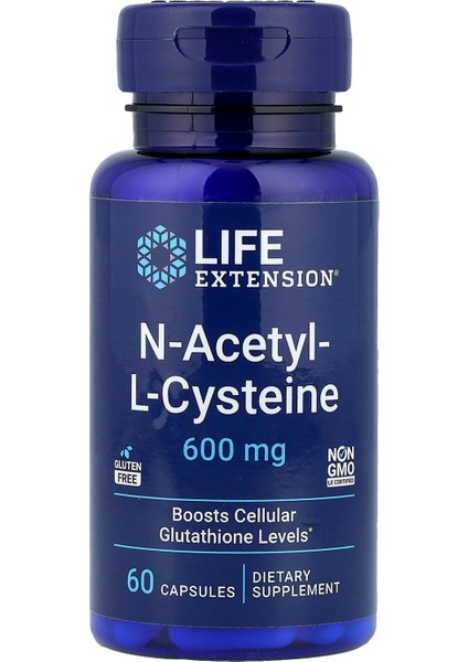 Life Extension N-Acetyl-L-Cysteine (Nac) 600 Mg 60 Kapsül | Antioksidan & Karaciğer & Solunum Destek