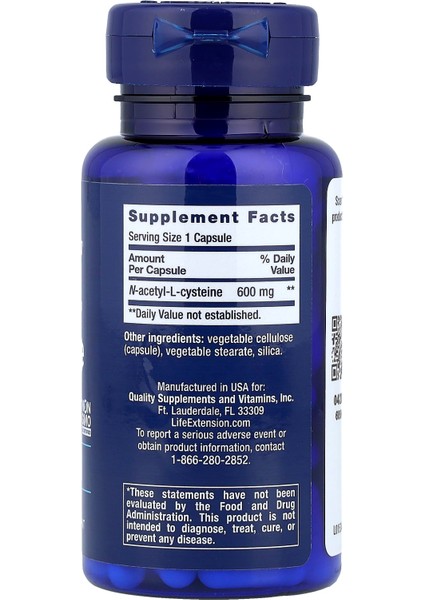 Life Extension N-Acetyl-L-Cysteine (Nac) 600 Mg 60 Kapsül | Antioksidan & Karaciğer & Solunum Destek fiyatları