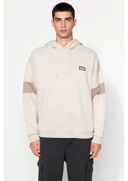 Erkek Kapüşonlu Standart Kol Renk Bloklu Oversize Kalıp Sweatshirt Fonksiyonel Dayanıklı Şık modelleri