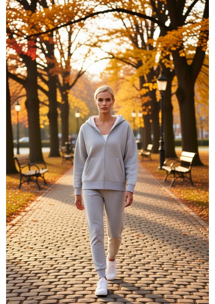 Kadın Kapüşonlu Fermuarlı Düşük Kol Örme Sweatshirt Fonksiyonel Dayanıklı Kaliteli Estetik