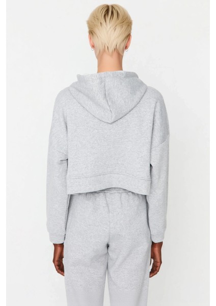 Kadın Kapüşonlu Fermuarlı Düşük Kol Örme Sweatshirt Fonksiyonel Dayanıklı Kaliteli Estetik fırsatları