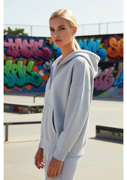 Kadın Kapüşonlu Fermuarlı Düşük Kol Örme Sweatshirt Fonksiyonel Dayanıklı Kaliteli Estetik indirimleri