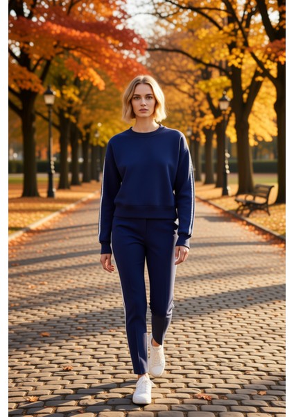 Kadın Bisiklet Yaka Düşük Kol Regular Kalıp Örme Sweatshirt Fonksiyonel Dayanıklı Kaliteli