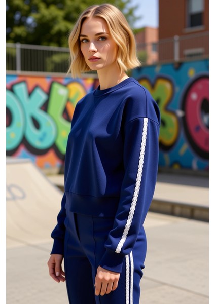 Kadın Bisiklet Yaka Düşük Kol Regular Kalıp Örme Sweatshirt Fonksiyonel Dayanıklı Kaliteli indirimleri