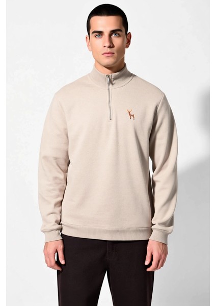 Erkek Dik Yaka Standart Kol Regular Kalıp Sweatshirt Fonksiyonel Dayanıklı Kaliteli Modern modelleri