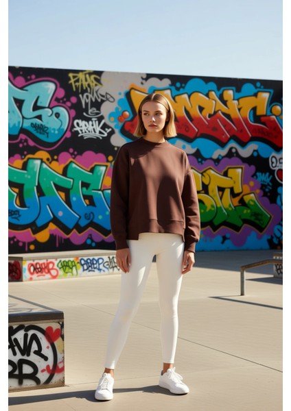 Kadın Bisiklet Yaka Düşük Kol %100 Pamuk Sweatshirt Fonksiyonel Dayanıklı Kaliteli Estetik indirimleri