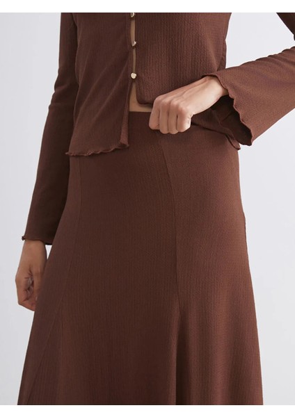 Soulife Kahverengi Beli Lastikli Dokulu Pileli Etek modelleri