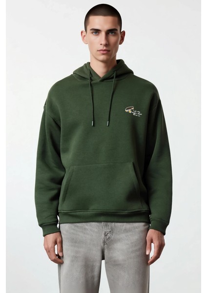 Erkek Kapüşonlu Düşük Kol Sweatshirt Slogan Nakışlı Fonksiyonel Dayanıklı Kaliteli Estetik modelleri