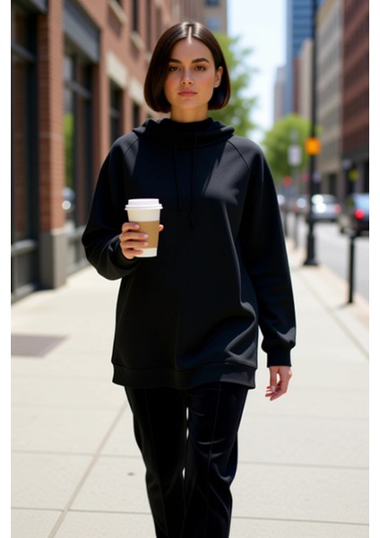 Kadın Kapüşonlu Düşük Kol Uzun Sweatshirt Fonksiyonel Dayanıklı Kaliteli Konforlu Estetik Şık fiyatları