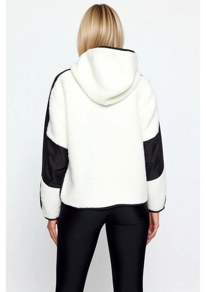 Kadın Dik Yaka Düşük Kol Renk Bloklu Peluş Sweatshirt Fonksiyonel Dayanıklı Kaliteli Rahat fırsatları