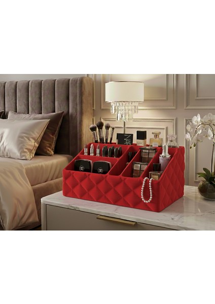 Elit Kapitone Tasarım Makyaj Organizeri – Lüks Dekoratif Masaüstü Düzenleyici – Doğa Dostu Özel Dokulu Fırçalık & Kozmetik Kutusu modelleri