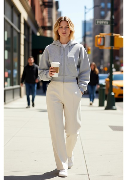 Kadın Kapüşonlu Düşük Kol Fermuarlı Örme Sweatshirt Fonksiyonel Dayanıklı Kaliteli Estetik fiyatları