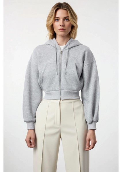 Kadın Kapüşonlu Düşük Kol Fermuarlı Örme Sweatshirt Fonksiyonel Dayanıklı Kaliteli Estetik modelleri