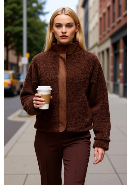 Kadın Dik Yaka Düşük Kol Fermuarlı Peluş Kalın Örme Sweatshirt Fonksiyonel Dayanıklı Rahat fiyatları
