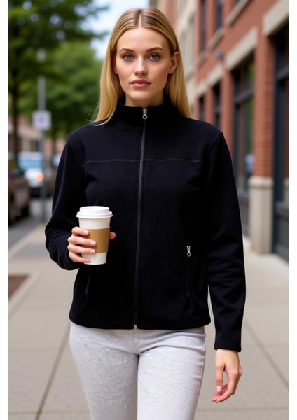 Kadın Dik Yaka Standart Kol Regular Kalıp Fermuarlı Örme Sweatshirt Fonksiyonel Dayanıklı Şık fiyatları