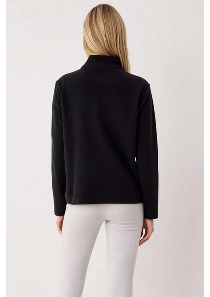 Kadın Dik Yaka Standart Kol Regular Kalıp Fermuarlı Örme Sweatshirt Fonksiyonel Dayanıklı Şık fırsatları