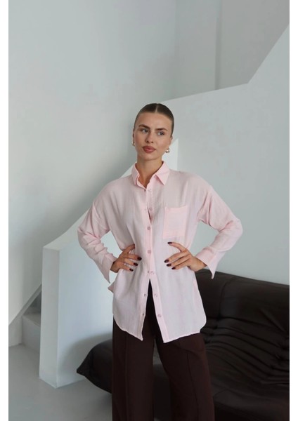 Tek Cepli Müslin Gömlek Pembe modelleri