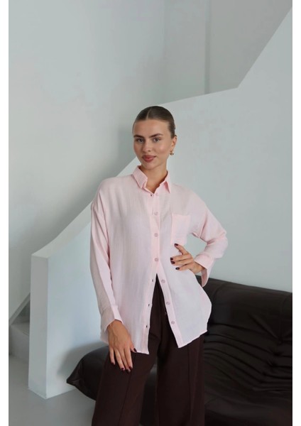 Tek Cepli Müslin Gömlek Pembe indirimleri