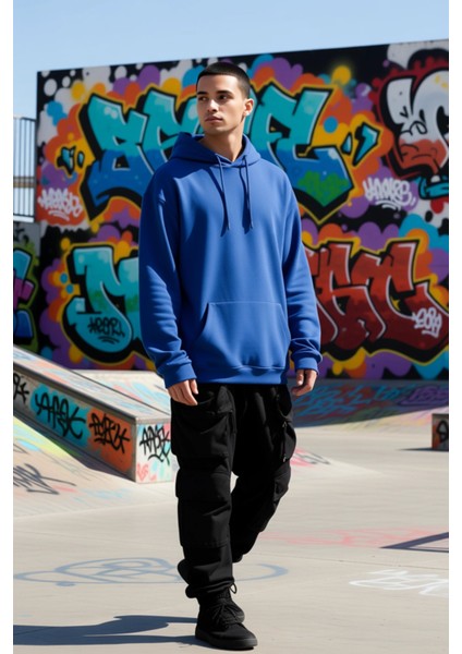 Erkek Kapüşonlu Düşük Kol Uzun Kollu Oversize Kalıp Sweatshirt Fonksiyonel Dayanıklı Rahat indirimleri