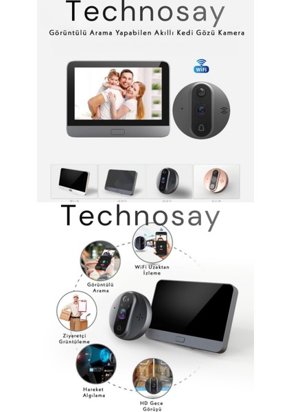 Wifi Kameralı Kapı Zili Akıllı Görüntü Uzaktan Kontrollü Kablosuz 1080P 130° Görüş Güvenlik Kamerası fiyatları