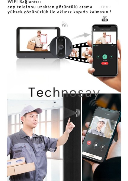 Wifi Kameralı Kapı Zili Akıllı Görüntü Uzaktan Kontrollü Kablosuz 1080P 130° Görüş Güvenlik Kamerası fırsatları