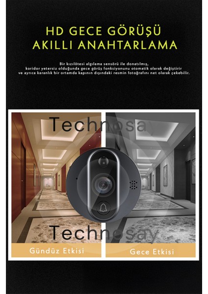 Wifi Kameralı Kapı Zili Akıllı Görüntü Uzaktan Kontrollü Kablosuz 1080P 130° Görüş Güvenlik Kamerası