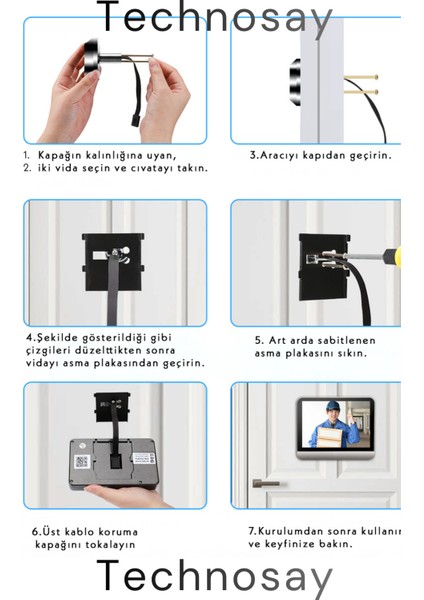 Wifi Kameralı Kapı Zili Akıllı Görüntü Uzaktan Kontrollü Kablosuz 1080P 130° Görüş Güvenlik Kamerası