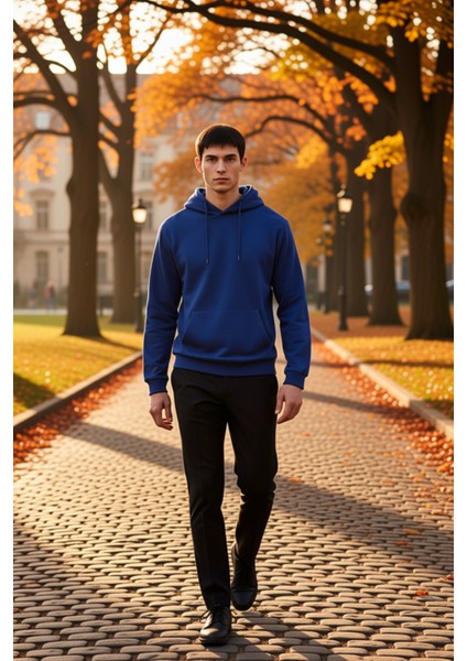 Erkek Kapüşonlu Standart Kol Regular Kalıp Slogan Desenli Sweatshirt Fonksiyonel Dayanıklı