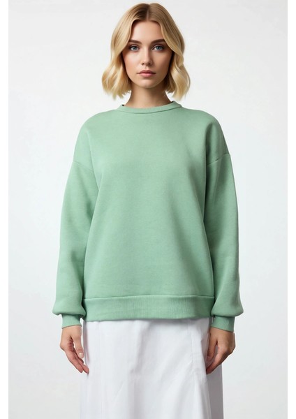 Kadın Bisiklet Yaka Düşük Kol Oversize Kalın Örme Sweatshirt Fonksiyonel Dayanıklı Estetik modelleri