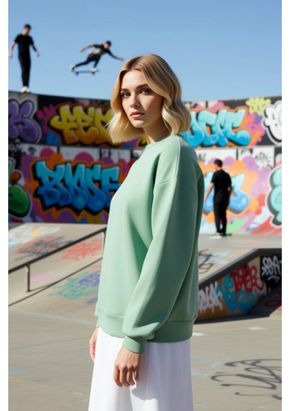 Kadın Bisiklet Yaka Düşük Kol Oversize Kalın Örme Sweatshirt Fonksiyonel Dayanıklı Estetik fırsatları