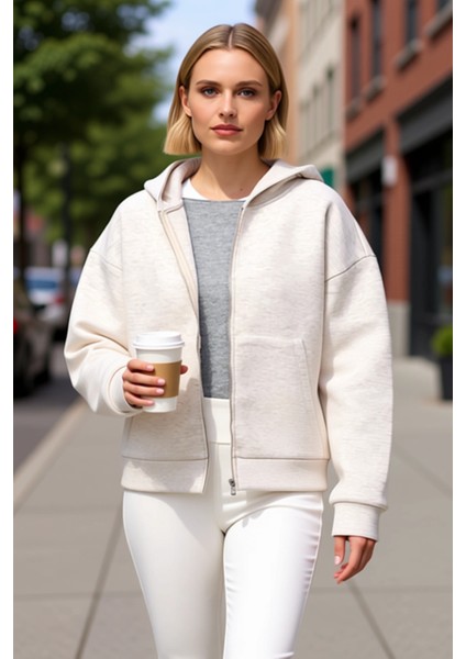 Kadın Kapüşonlu Düşük Kol Fermuarlı Örme Sweatshirt Fonksiyonel Dayanıklı Kaliteli Estetik fiyatları
