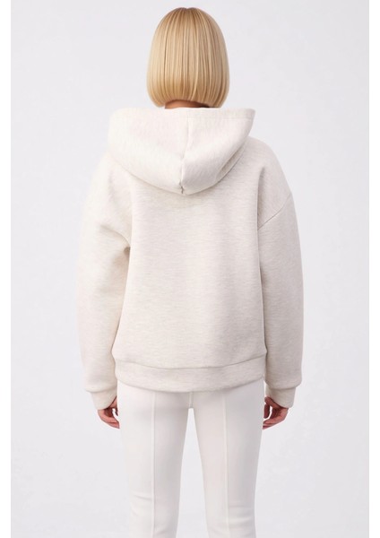 Kadın Kapüşonlu Düşük Kol Fermuarlı Örme Sweatshirt Fonksiyonel Dayanıklı Kaliteli Estetik fırsatları