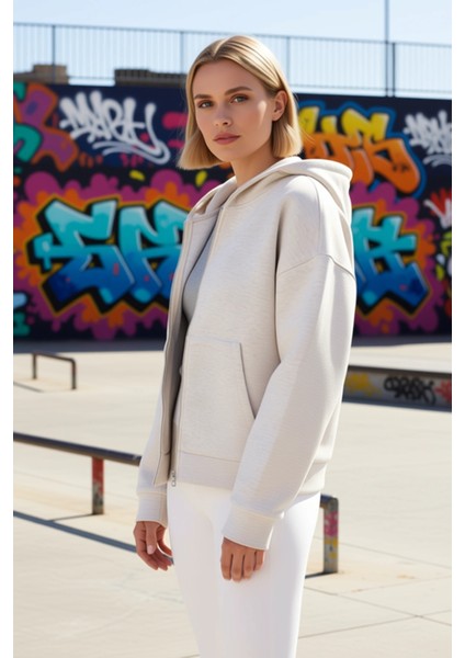 Kadın Kapüşonlu Düşük Kol Fermuarlı Örme Sweatshirt Fonksiyonel Dayanıklı Kaliteli Estetik indirimleri
