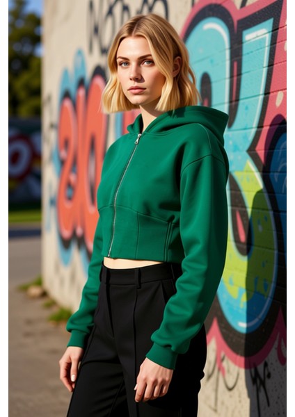 Kadın Kapüşonlu Düşük Kol Fitted Fermuarlı Örme Sweatshirt Fonksiyonel Dayanıklı Kaliteli Şık indirimleri