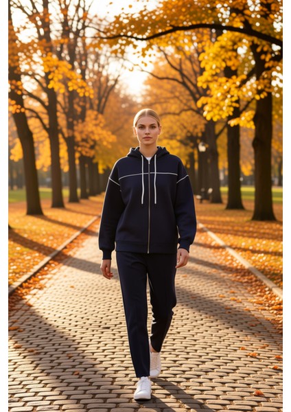Kadın Kapüşonlu Fermuarlı Düşük Kol Sweatshirt Fonksiyonel Dayanıklı Kaliteli Konforlu Şık