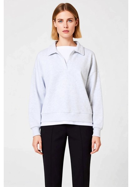 Kadın Polo Yaka Standart Kol Düğmeli Sweatshirt Fonksiyonel Dayanıklı Kaliteli Konforlu Şık modelleri