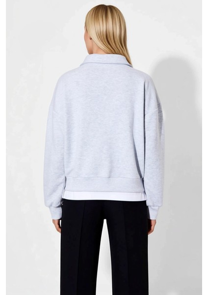 Kadın Polo Yaka Standart Kol Düğmeli Sweatshirt Fonksiyonel Dayanıklı Kaliteli Konforlu Şık fırsatları