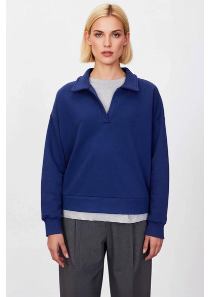 Kadın Polo Yaka Standart Kol Düğmeli Sweatshirt Fonksiyonel Dayanıklı Kaliteli Konforlu Şık modelleri