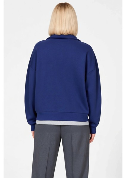 Kadın Polo Yaka Standart Kol Düğmeli Sweatshirt Fonksiyonel Dayanıklı Kaliteli Konforlu Şık fırsatları