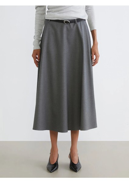 Lcw Vision Gri Beli Kemerli Kloş Etek fiyatları