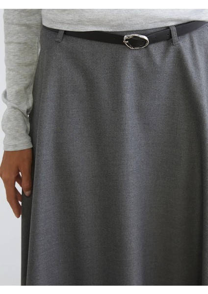 Lcw Vision Gri Beli Kemerli Kloş Etek modelleri