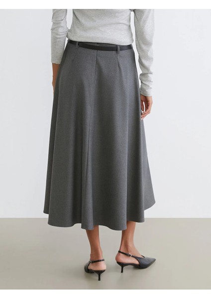 Lcw Vision Gri Beli Kemerli Kloş Etek fırsatları