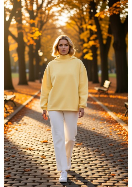 Kadın Kapüşonlu Düşük Kol Uzun Kollu Geniş Kalıp Sweatshirt Fonksiyonel Dayanıklı Kaliteli