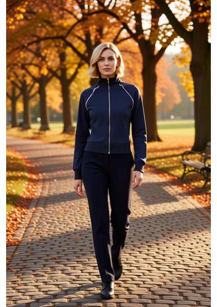 Kadın Dik Yaka Reglan Kol Fitted Fermuarlı Örme Sweatshirt Fonksiyonel Dayanıklı Kaliteli Şık