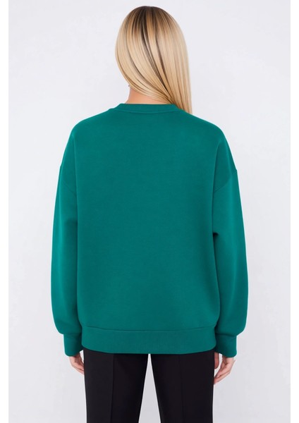 Kadın Bisiklet Yaka Düşük Kol Oversize Sweatshirt Fonksiyonel Dayanıklı Kaliteli Konforlu Şık fırsatları