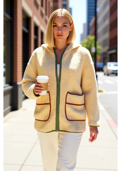 Kadın Kapüşonlu Düşük Kol Fermuarlı Peluş Sweatshirt Fonksiyonel Dayanıklı Kaliteli Modern fiyatları