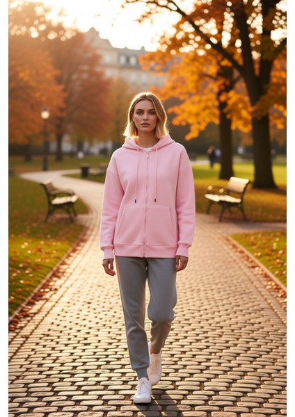 Kadın Kapüşonlu Düşük Kol Fermuarlı Sweatshirt Uzun Kollu Kalıp Fonksiyonel Dayanıklı Spor