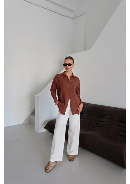 Tek Cepli Müslin Gömlek Kahve fiyatları