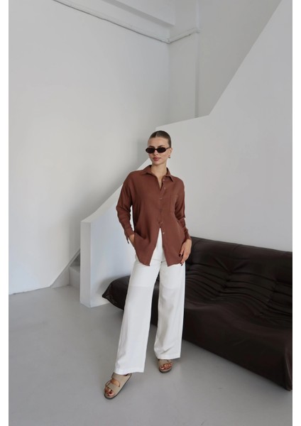 Tek Cepli Müslin Gömlek Kahve indirimleri