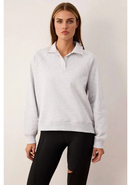 Kadın Polo Yaka Reglan Kol %100 Pamuk Sweatshirt Fonksiyonel Dayanıklı Kaliteli Konforlu Şık modelleri